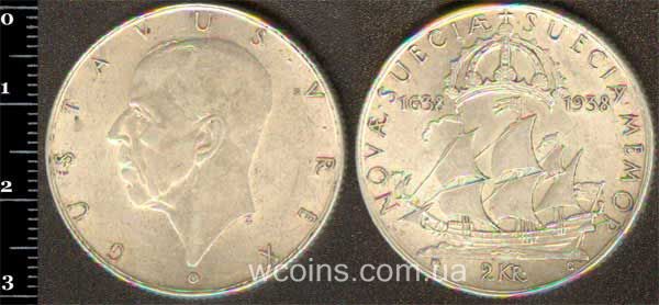 Монета Швеція 2 крони 1938