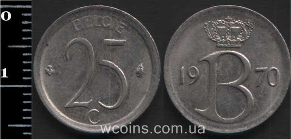 Монета Бельґія 25 сантимів 1970