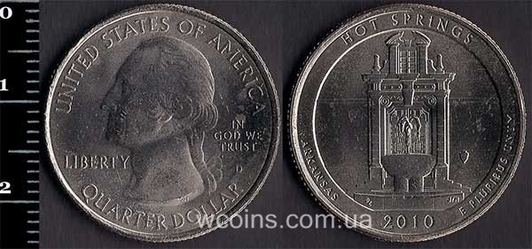 Монета США 25 центів 2010 Гот-Спрінгс