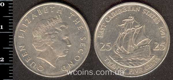 Монета Східнокарибські держави 25 центів 2004