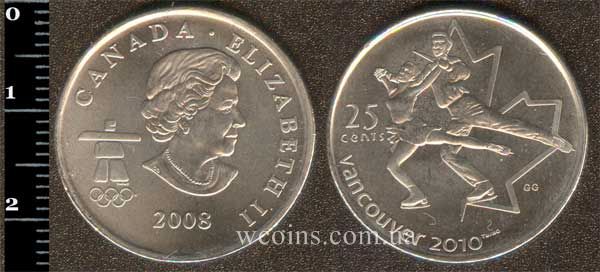 Монета Канада 25 центів 2008