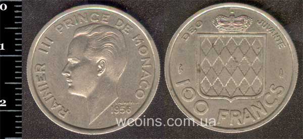 Монета Монако 100 франків 1956