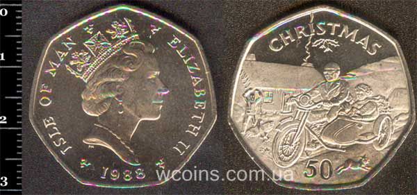 Монета Мен 50 пенсів 1988