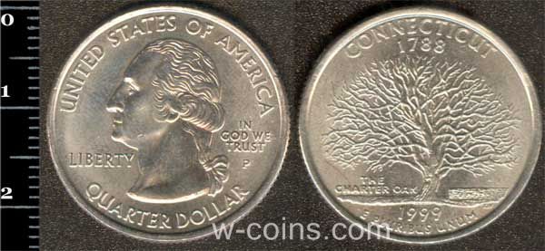 Монета США 25 центів 1999 Коннектикут