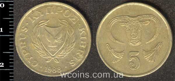 Монета Кіпр 5 центів 1988