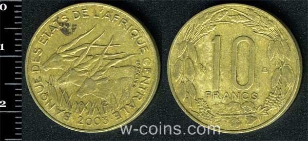 Coin Central African Republic 10 francs 2003