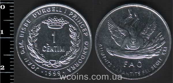 Монета Андорра 1 сантим 1999