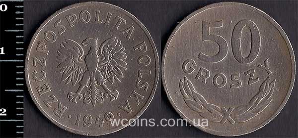 Монета Польща 50 грош 1949