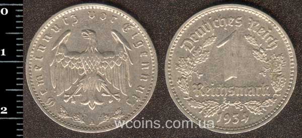 Монета Німеччина 1 рейхсмарка 1934
