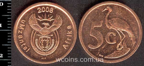 Монета Південна Африка 5 центів 2008