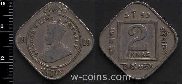 Монета Індія 2 анни 1919