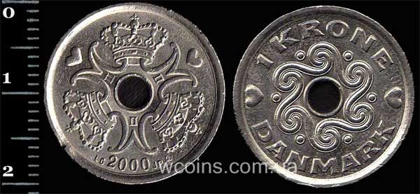 Монета Данія 1 крона 2000