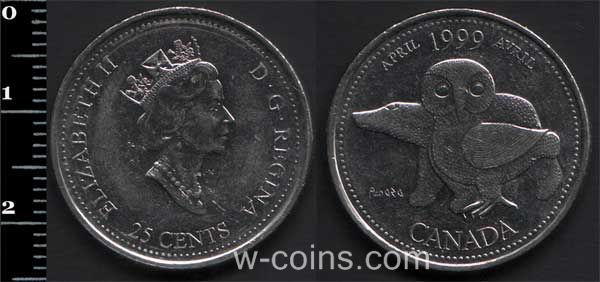 Монета Канада 25 центів 1999