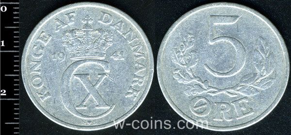 Монета Данія 5 ере 1941