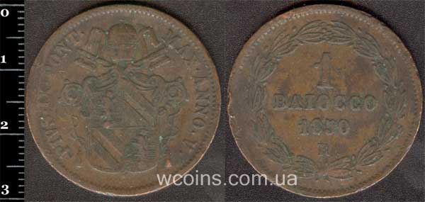 Монета Ватикан 1 байокко 1850