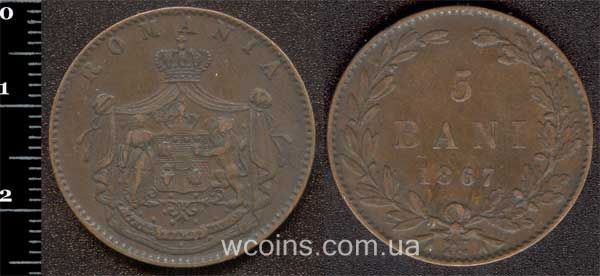 Монета Румунія 5 бані 1867
