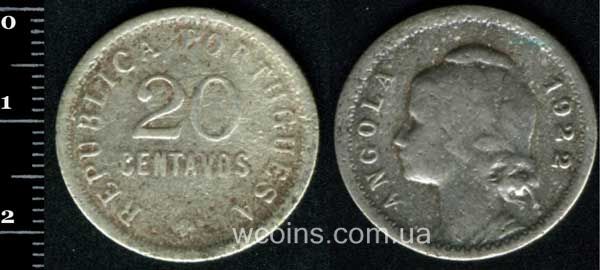 Монета Ангола 20 сентаво 1922