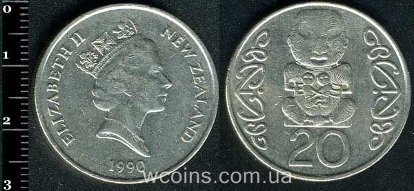 Монета Нова Зеландія 20 центів 1990