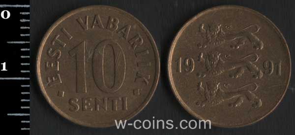 Монета Естонія 10 сенті 1991