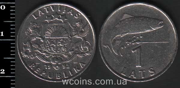 Монета Латвія 1 лат 1992