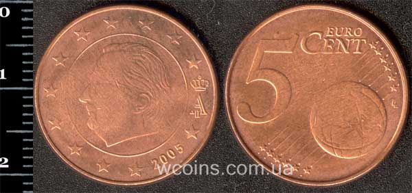 Монета Бельґія 5 євро центів 2005