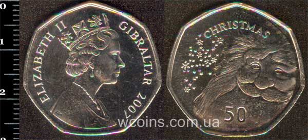 Монета Ґібралтар 50 пенсів 2007
