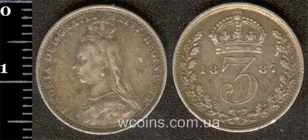 Монета Великобританія 3 пенса 1887