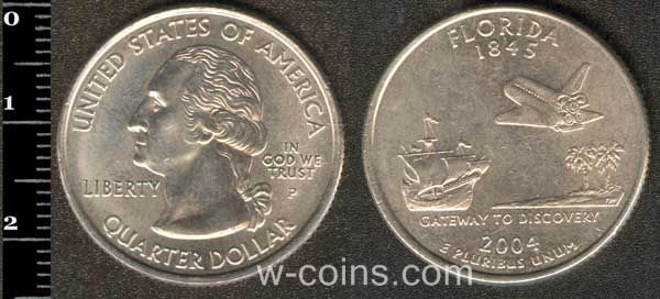 Монета США 25 центів 2004 Флорида