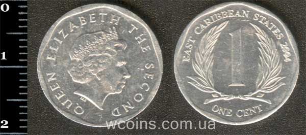 Монета Східнокарибські держави 1 цент 2004