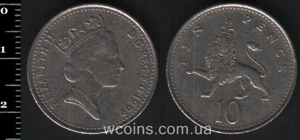 Монета Великобританія 10 пенсів 1992