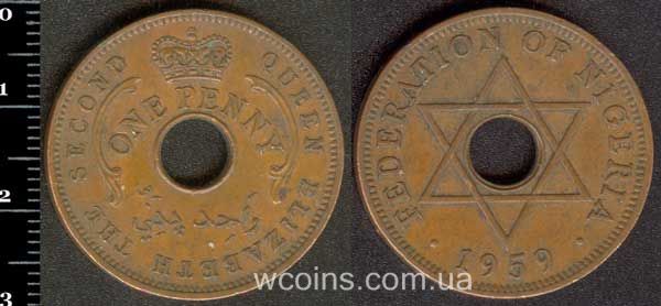 Монета Нігерія 1 пенні 1959