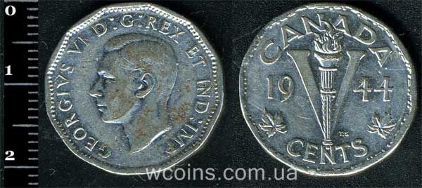 Монета Канада 5 центів 1944