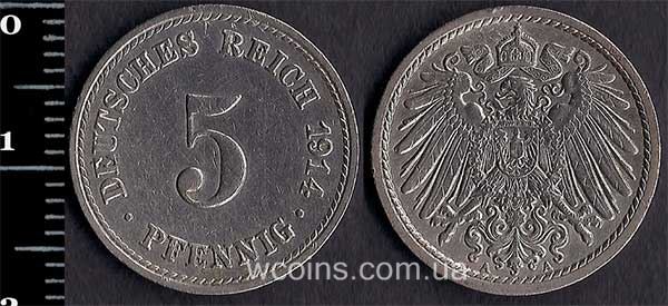 Монета Німеччина 5 пфенігів 1914