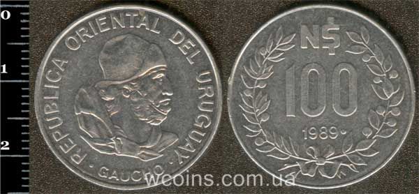 Монета Уругвай 100 песо 1989