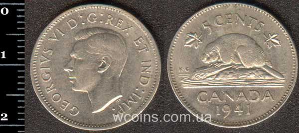 Монета Канада 5 центів 1941