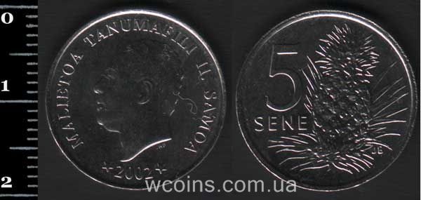 Монета Самоа 5 сене 2002