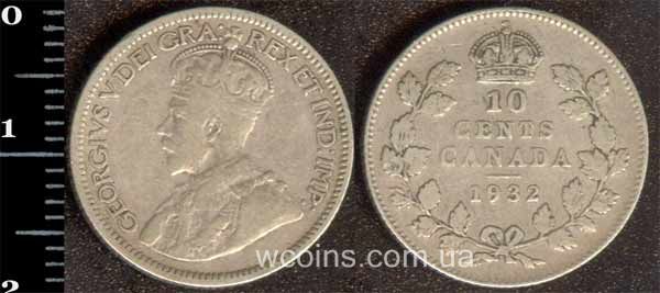 Монета Канада 10 центів 1932