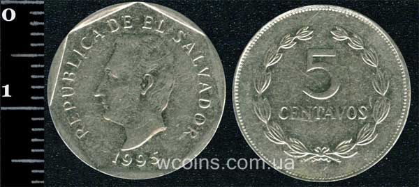 Монета Сальвадор 5 сентаво 1995