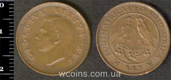 Монета Південна Африка 1/4 пенні 1950