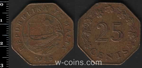 Монета Мальта 25 центів 1975