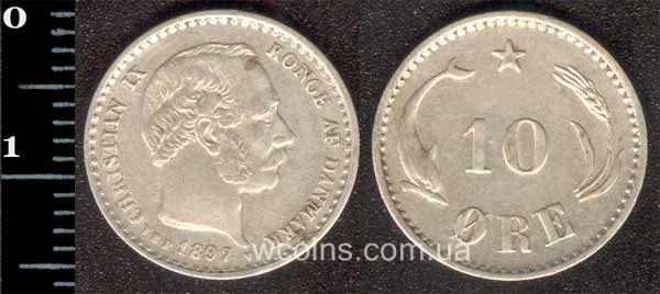 Монета Данія 10 ере 1897