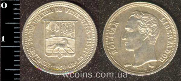 Монета Венесуела 25 сентимо 1960
