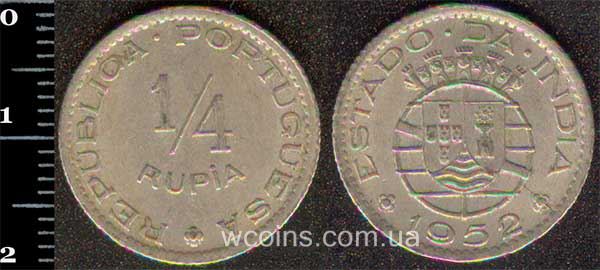 Монета Індія 1/4 рупії 1952