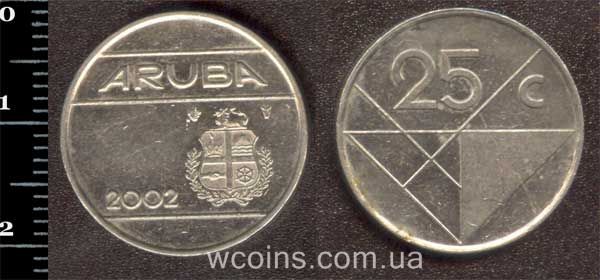 Монета Аруба 25 центів 2002