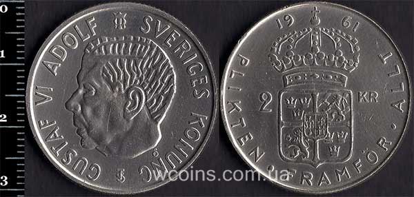 Монета Швеція 2 крони 1961