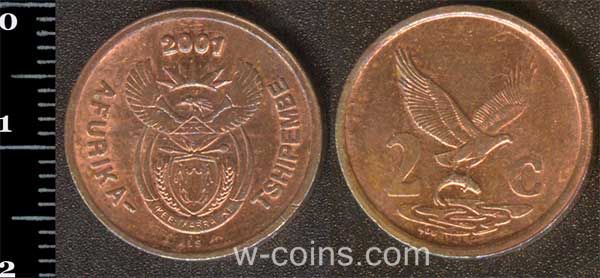 Монета Південна Африка 2 цента 2001