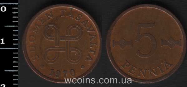 Монета Фінляндія 5 пенсів 1970