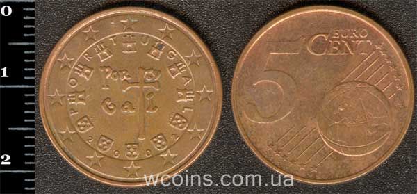 Монета Портуґалія 5 євро центів 2002