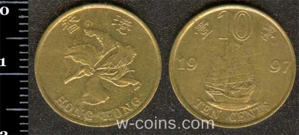 Монета Гонконг 10 центів 1997