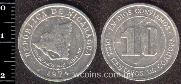 Монета Нікарагуа 10 сентаво 1974